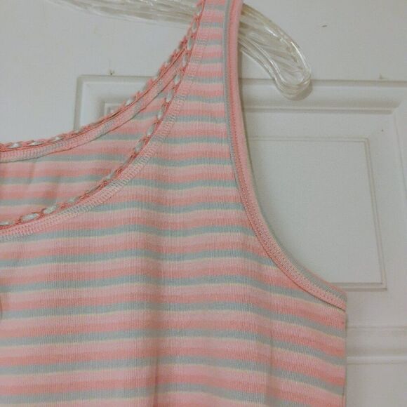 Sigrid Olsen Tank 100% Cotton Pastel Pink Blue Ribbon Bow Soft Comfortable LP - Picture 9 of 14